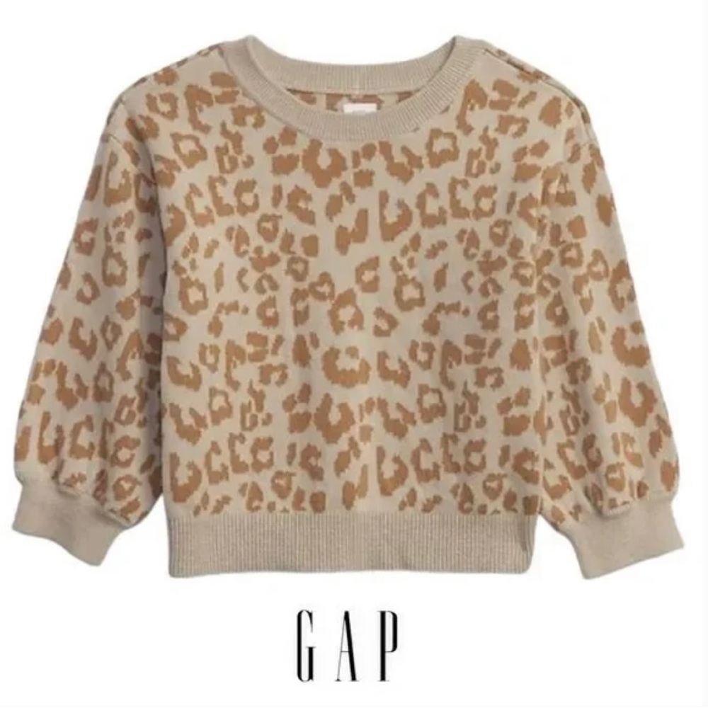 BABY GAP Snow Leopard puffer sleeve sweater toddler 18-24 months